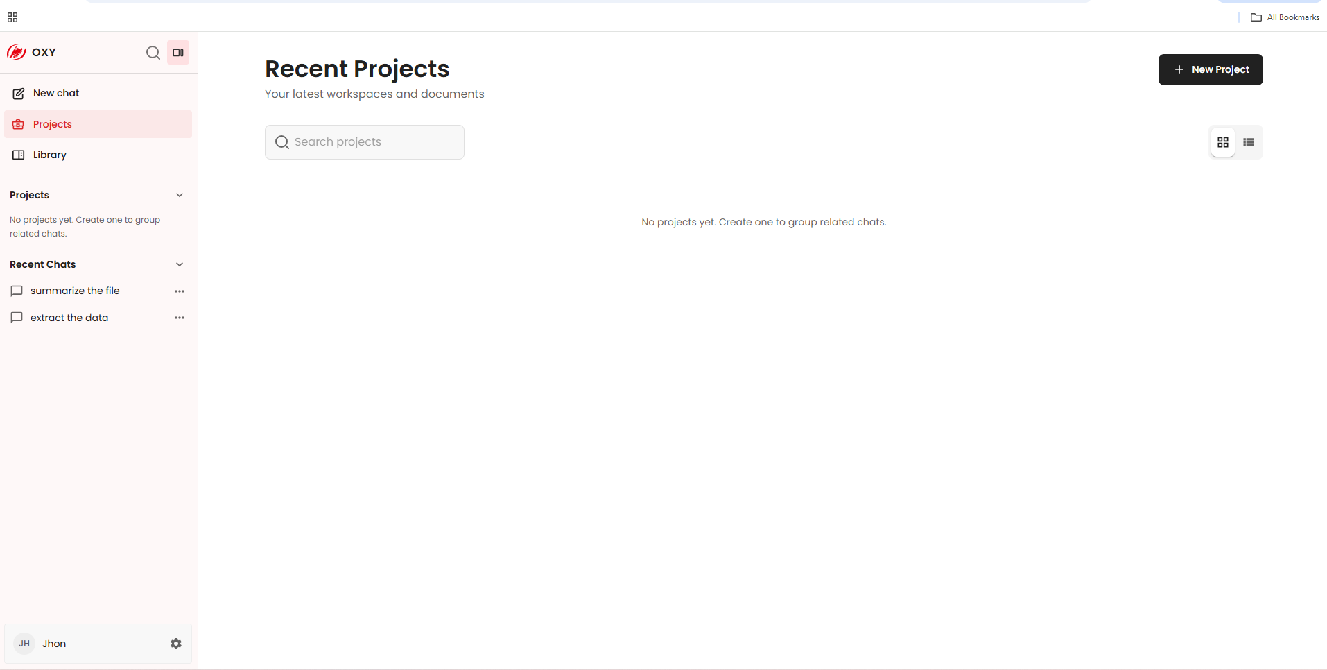 Recent Projects page